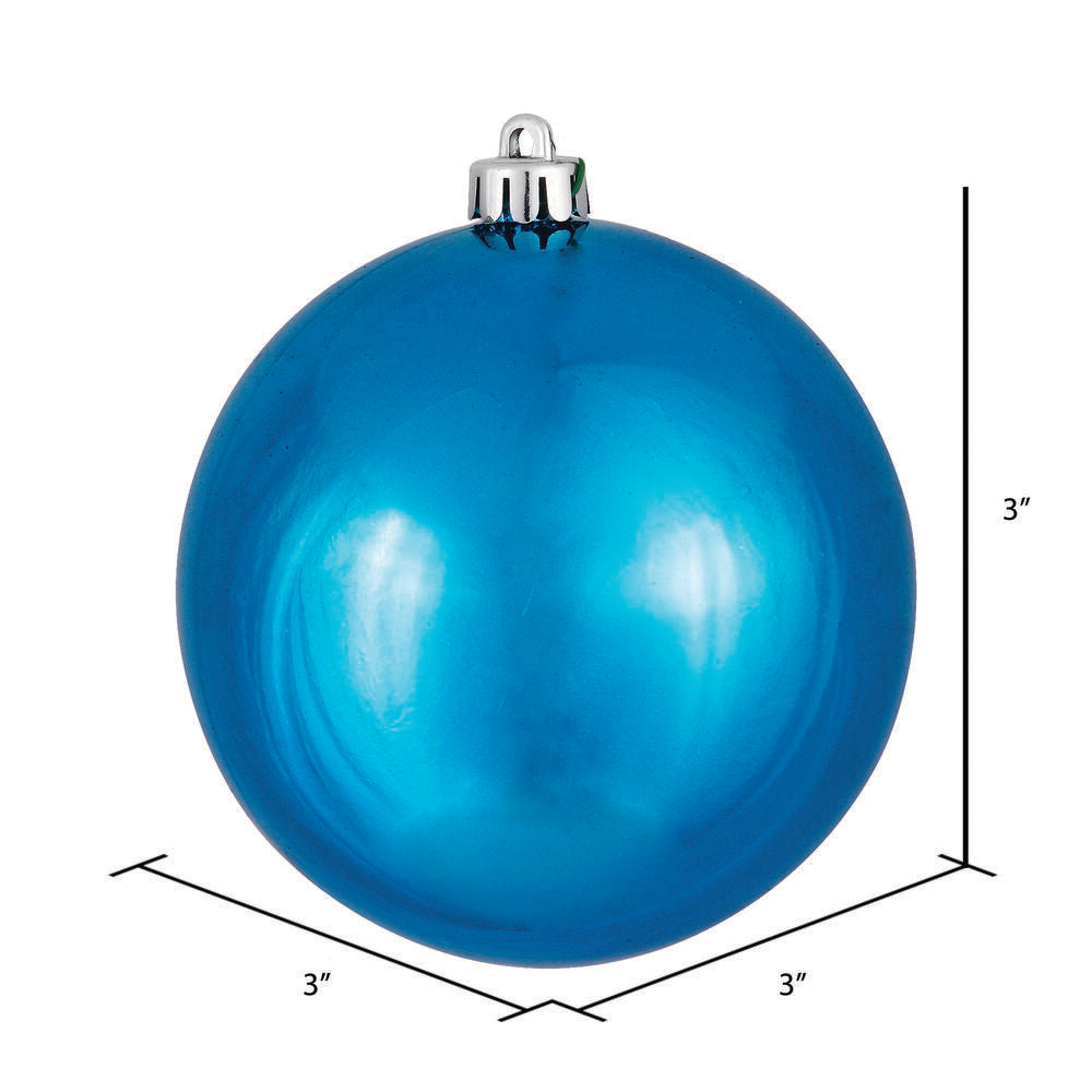 Vickerman 3" Turquoise Shiny Ball Ornament 32 per Box