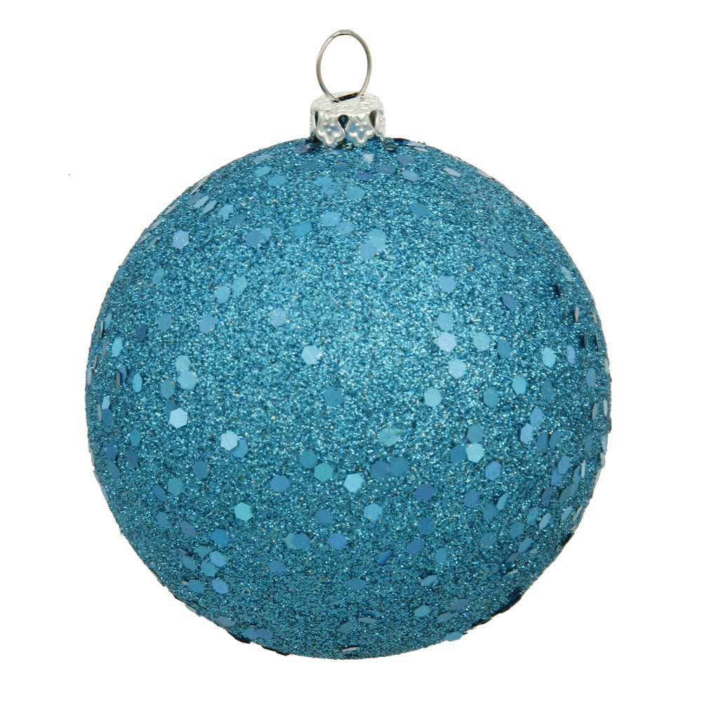 Vickerman 6" Turquoise Sequin Ball Ornament 4 per Bag