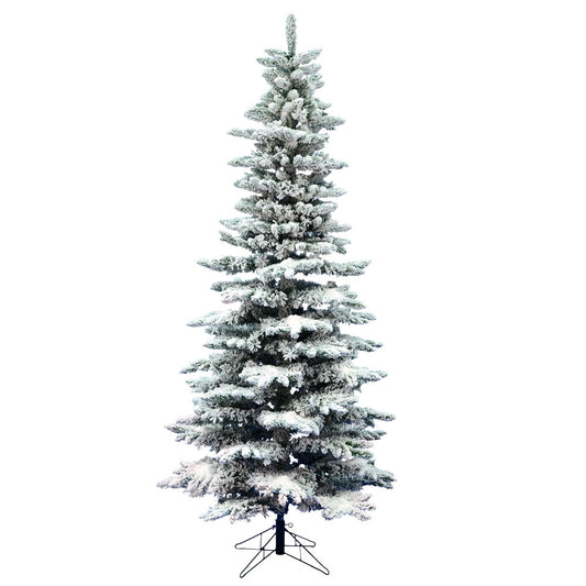 Vickerman 7.5' Flocked Utica Fir Slim Artificial Christmas Tree Unlit