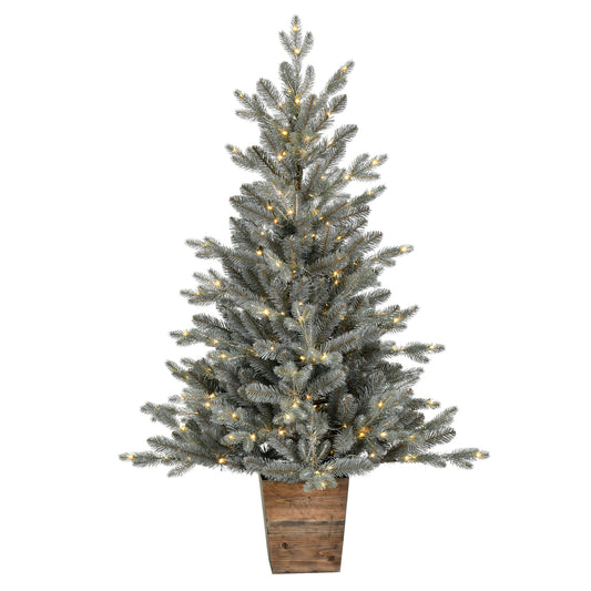 Vickerman 4' x 33" Gooding Potted Pine Artificial Tree Warm White LED Mini Lights