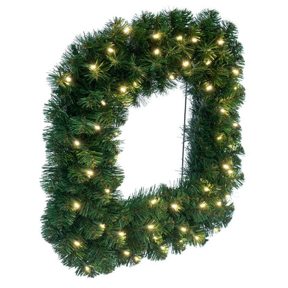 Vickerman 24" Oregon Fir Artificial Christmas Square Wreath Warm White LED Lights