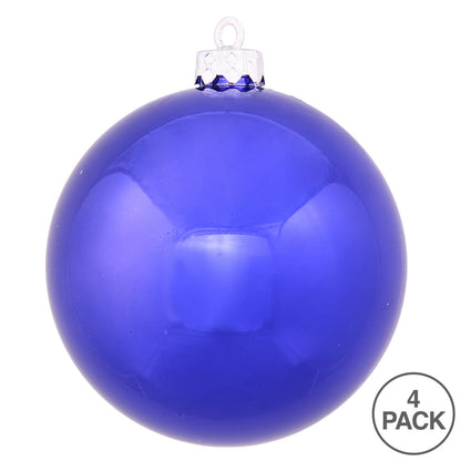 Vickerman 4.75" Cobalt Shiny Ball Ornament 4 per Bag