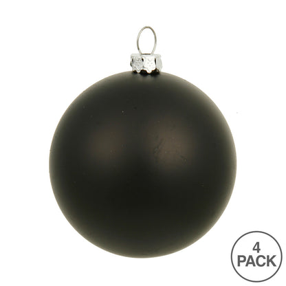 Vickerman 6" Black Matte Ball Ornament 4 per Bag