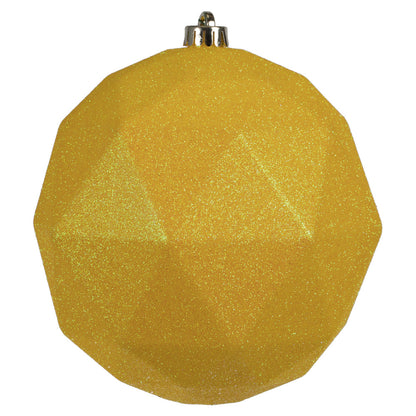 Vickerman 8" Yellow Glitter Geometric Ball Ornament