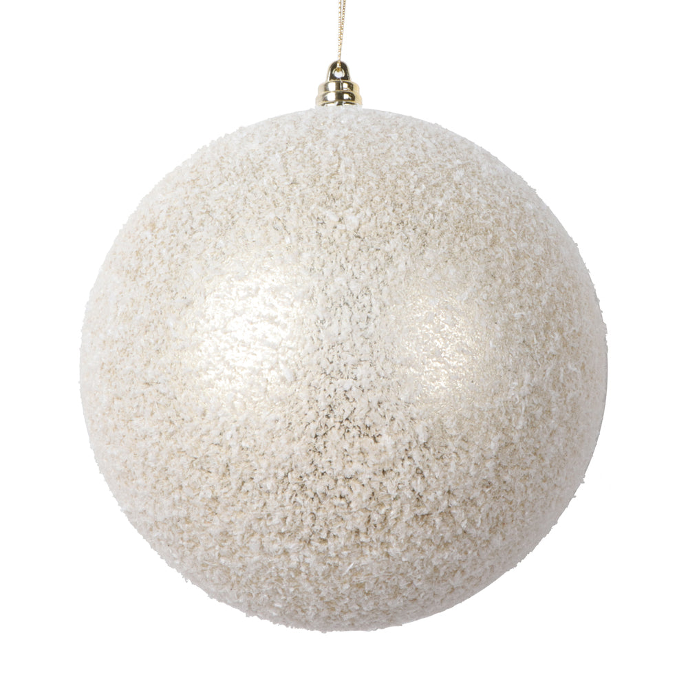 Vickerman 6" Champagne Matte Snow Covered Ornament 2 per bag.