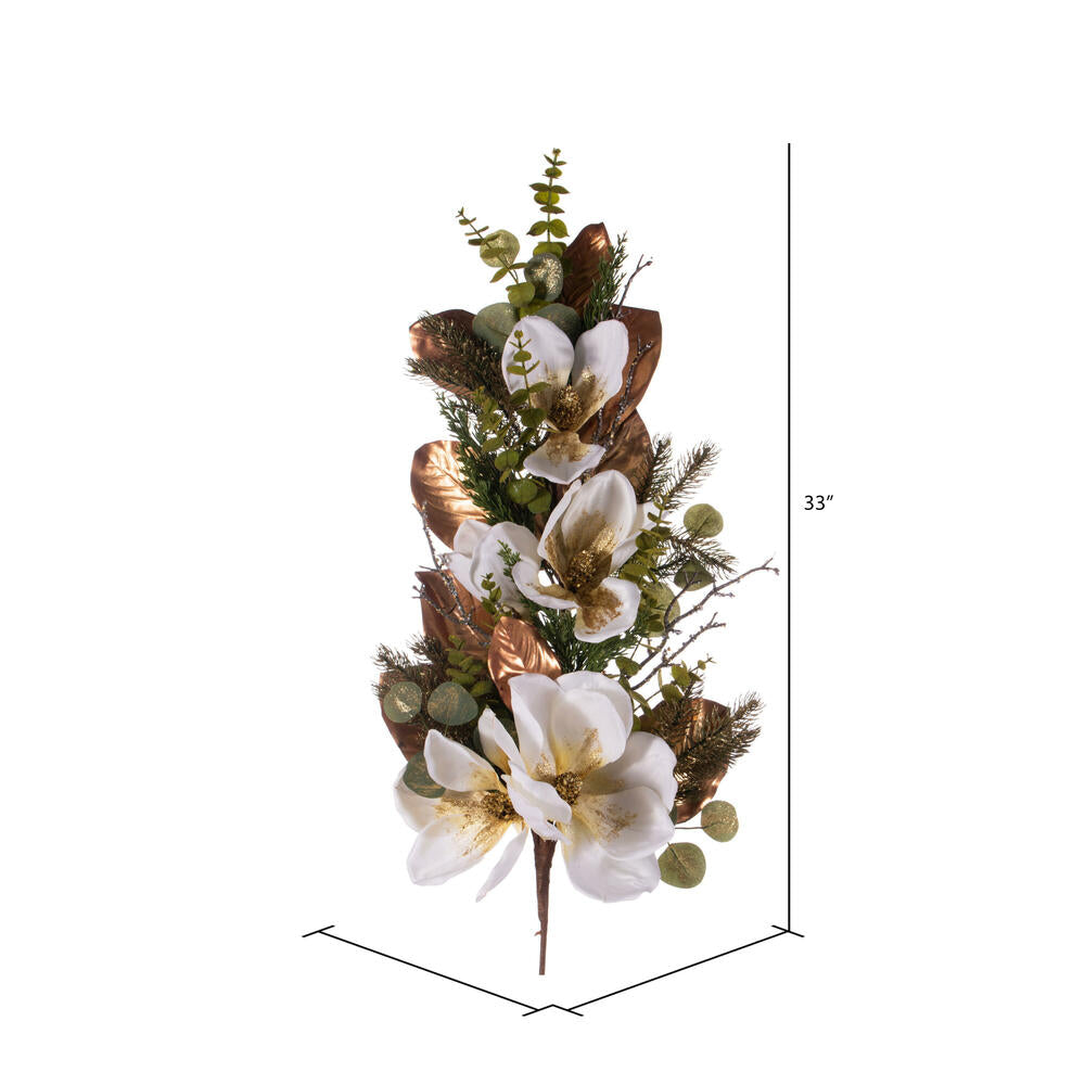 Vickerman 33" White Artificial Magnolia Swag.