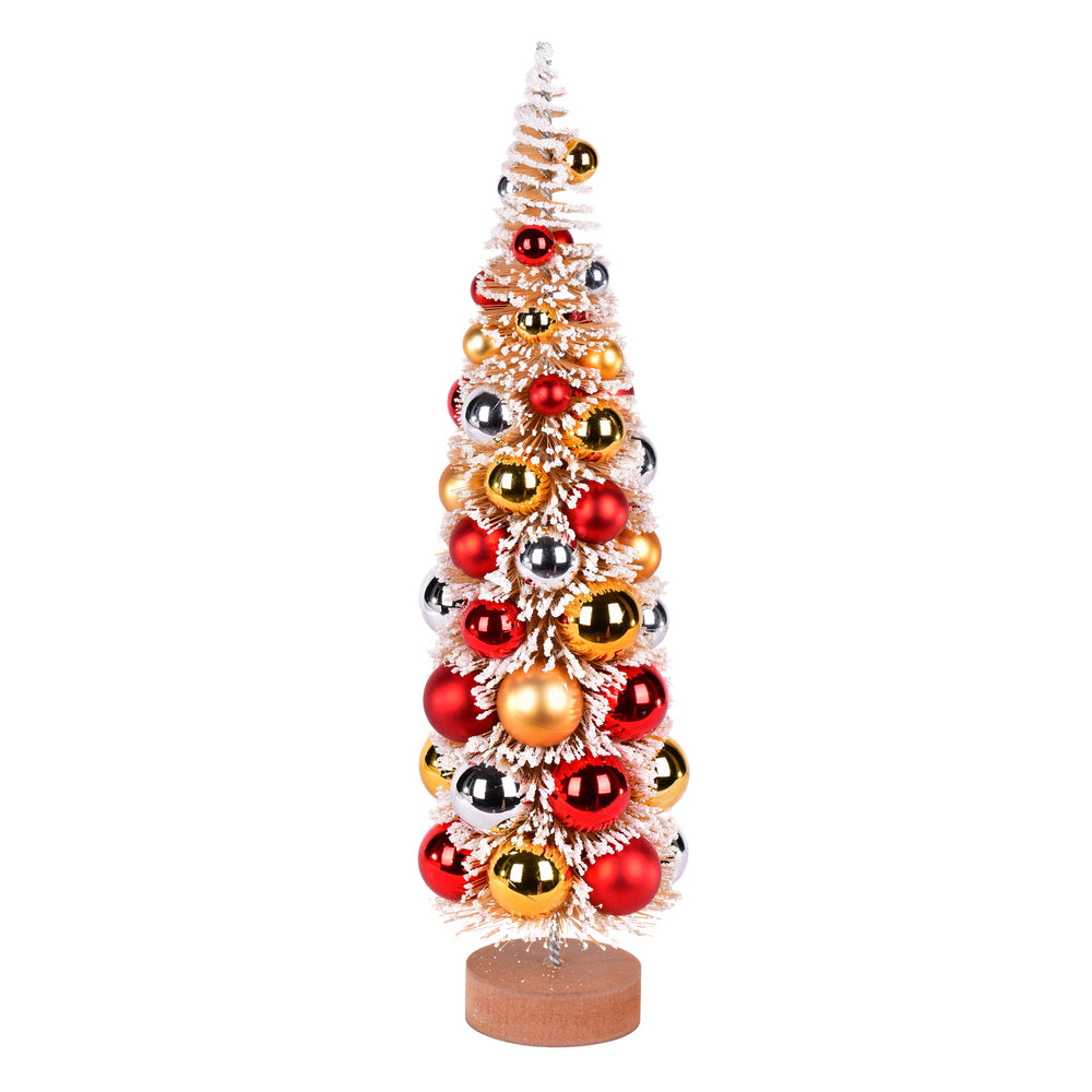 Vickerman 18" Vintage Tabletop Frosted Gold Artificial Christmas Tree Red Gold Silver Ornament