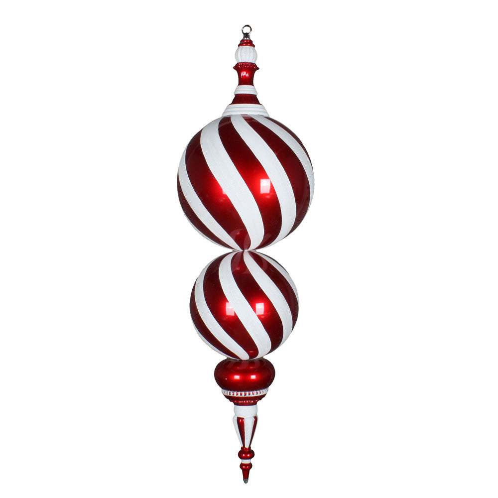 Vickerman 30" Red and White Stripe Candy Finish Finial Ornament