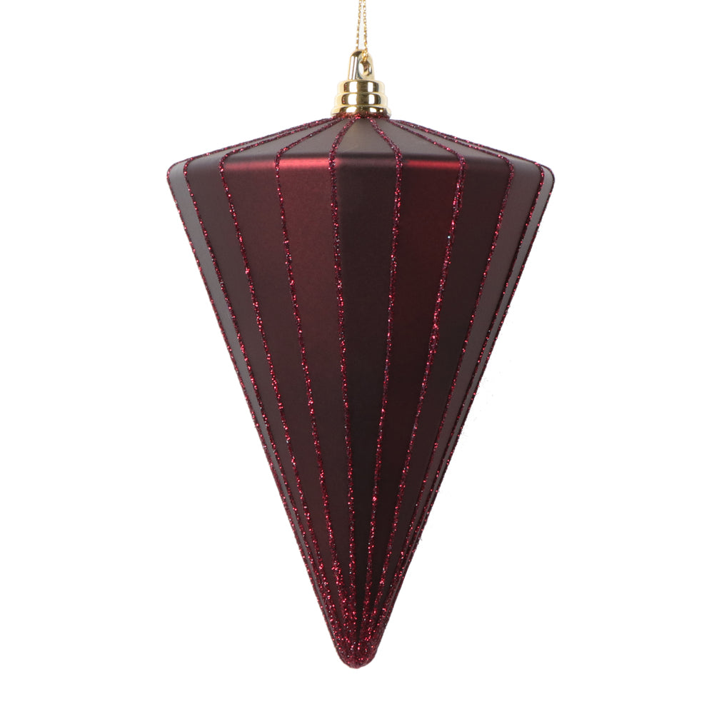 Vickerman 6" Matte Burgundy Cone Ornament 3 per bag.