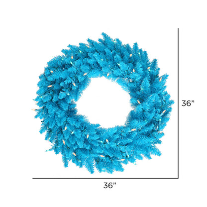 Vickerman 36" Sky Blue Fir Artificial Christmas Wreath Blue Dura-Lit LED lights.