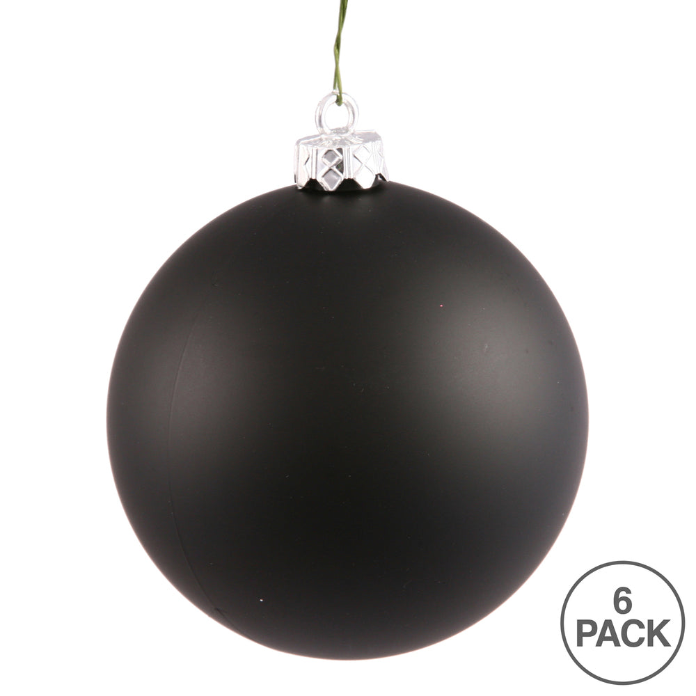 Vickerman 4" Black Matte Ball Ornament 6 per Bag