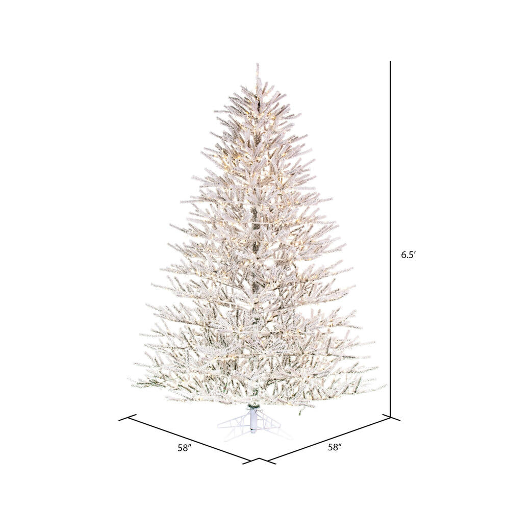Vickerman 6.5' x 58" Flocked Pistol Pine Artificial Pre-lit Christmas Tree Warm White 3mm LED Lights.