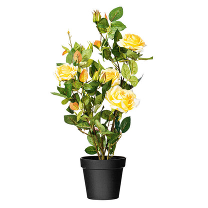 Vickerman 21" Artificial Yellow Rose Plant in Pot.