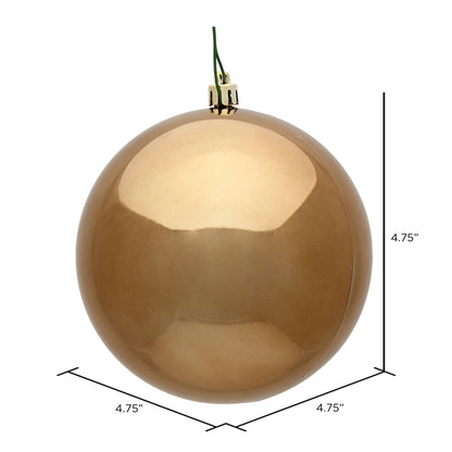 Vickerman 4.75" Mocha Shiny Ball Ornament 4 per Bag