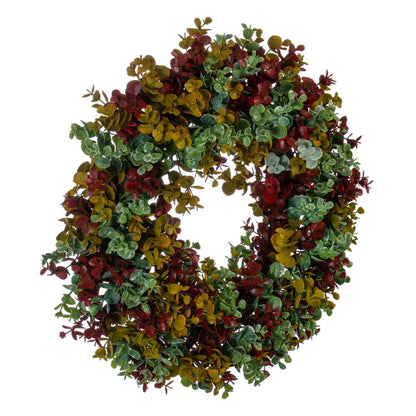 Vickerman 18" Red and Green Spiral Artificial Eucalyptus Wreath
