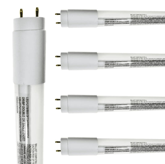 Damar- 35.75-Inch T8 LED Tube Light Bulb Type A+B Hybrid with Safe Shield Sleeve Single/Dual Ended Ballast Bypass 12W 1500 Lumens 6500K Daylight G13 Bi-Pin Base Pack of 5 -Fluorescent Replacement