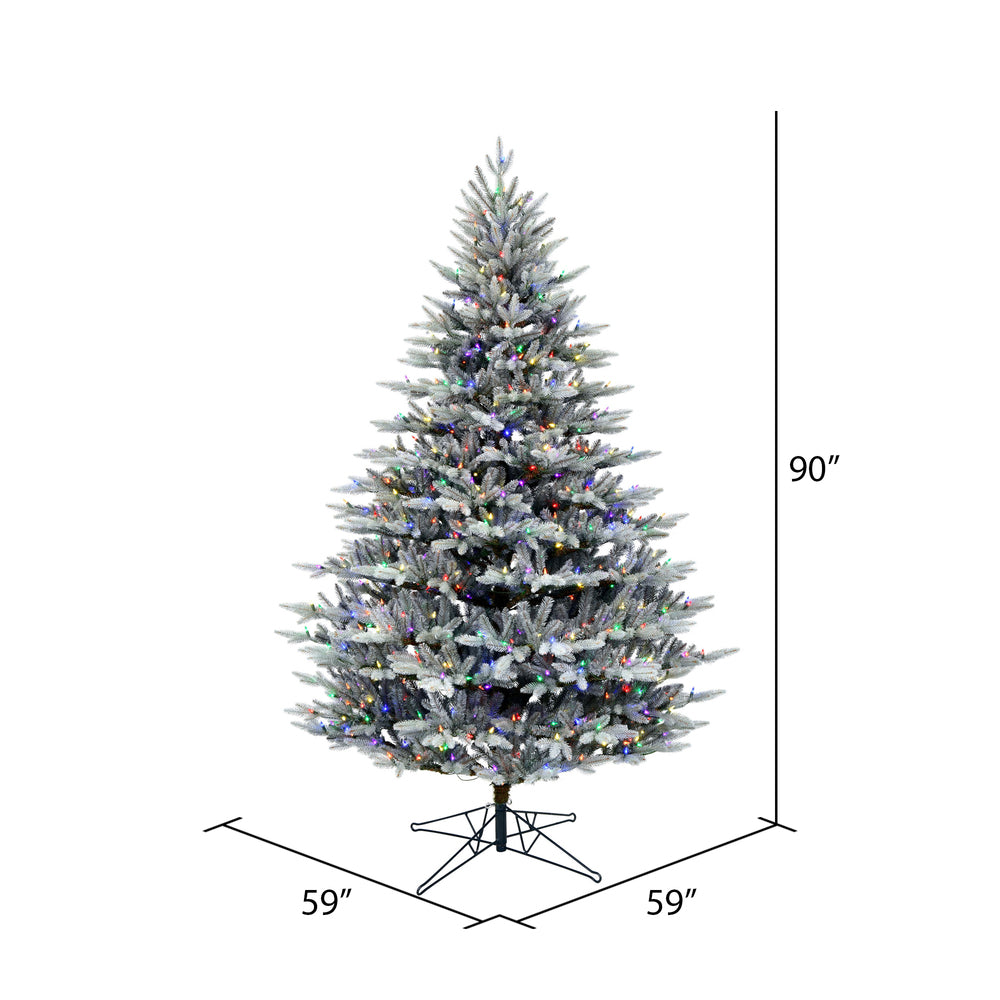 Vickerman 7.5' x 59" Douglas Blue Fir Artificial Christmas Tree Multi-colored Dura-Lit LED lights