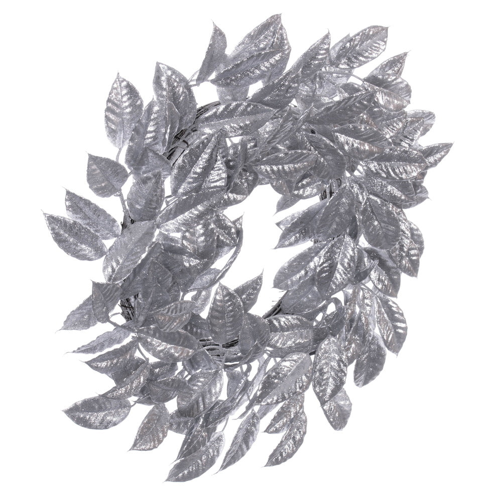 Vickerman 24" Silver Artificial Gardenia Glitter Wreath.