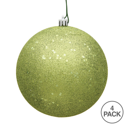 Vickerman 6" Lime Sequin Ball Ornament 4 per Bag