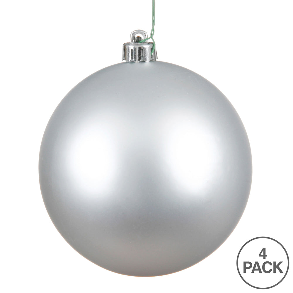 Vickerman 6" Silver Matte Ball Ornament 4 per Bag