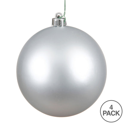 Vickerman 6" Silver Matte Ball Ornament 4 per Bag