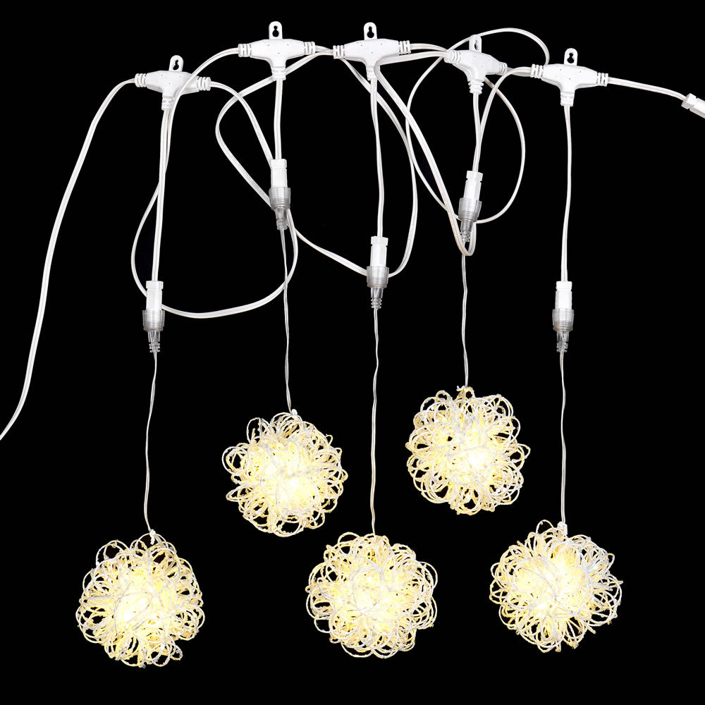 Vickerman 8' Warm White Micro Icicle 4" Glitter Vine Christmas Ball light set