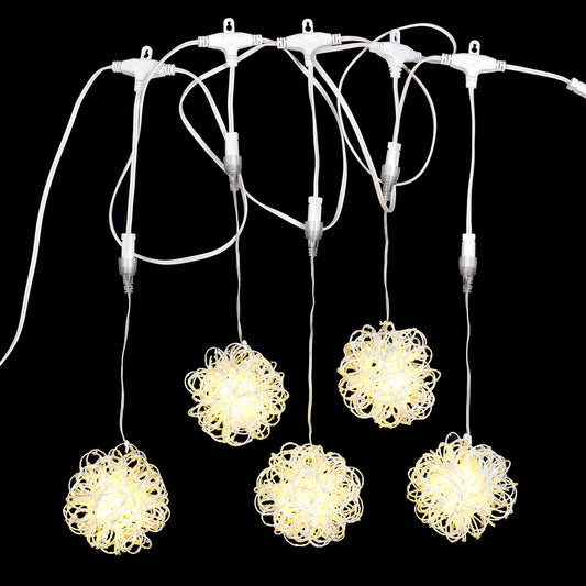 Vickerman 8' Warm White Micro Icicle 4" Glitter Vine Christmas Ball light set