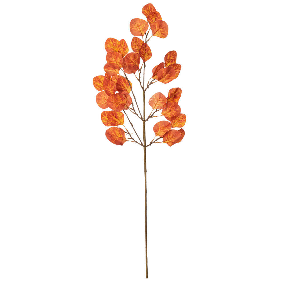 Vickerman 32" Rust Orange Artificial Silver Dollar Eucalyptus Leaf Spray 3 per bag.