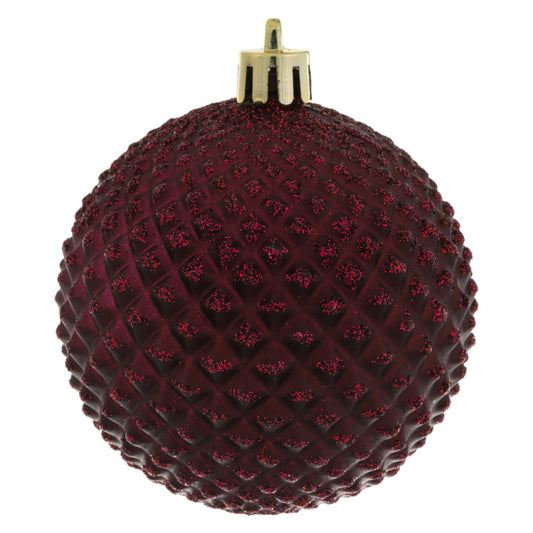 Vickerman 2.75" Wine Durian Glitter Ball Ornament 12 per Bag