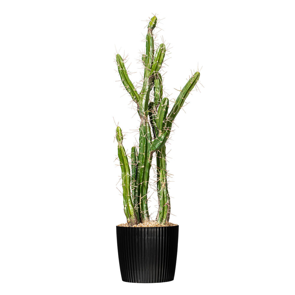 Vickerman 34" Artificial Green Cactus Black Plastic Planters Pot.