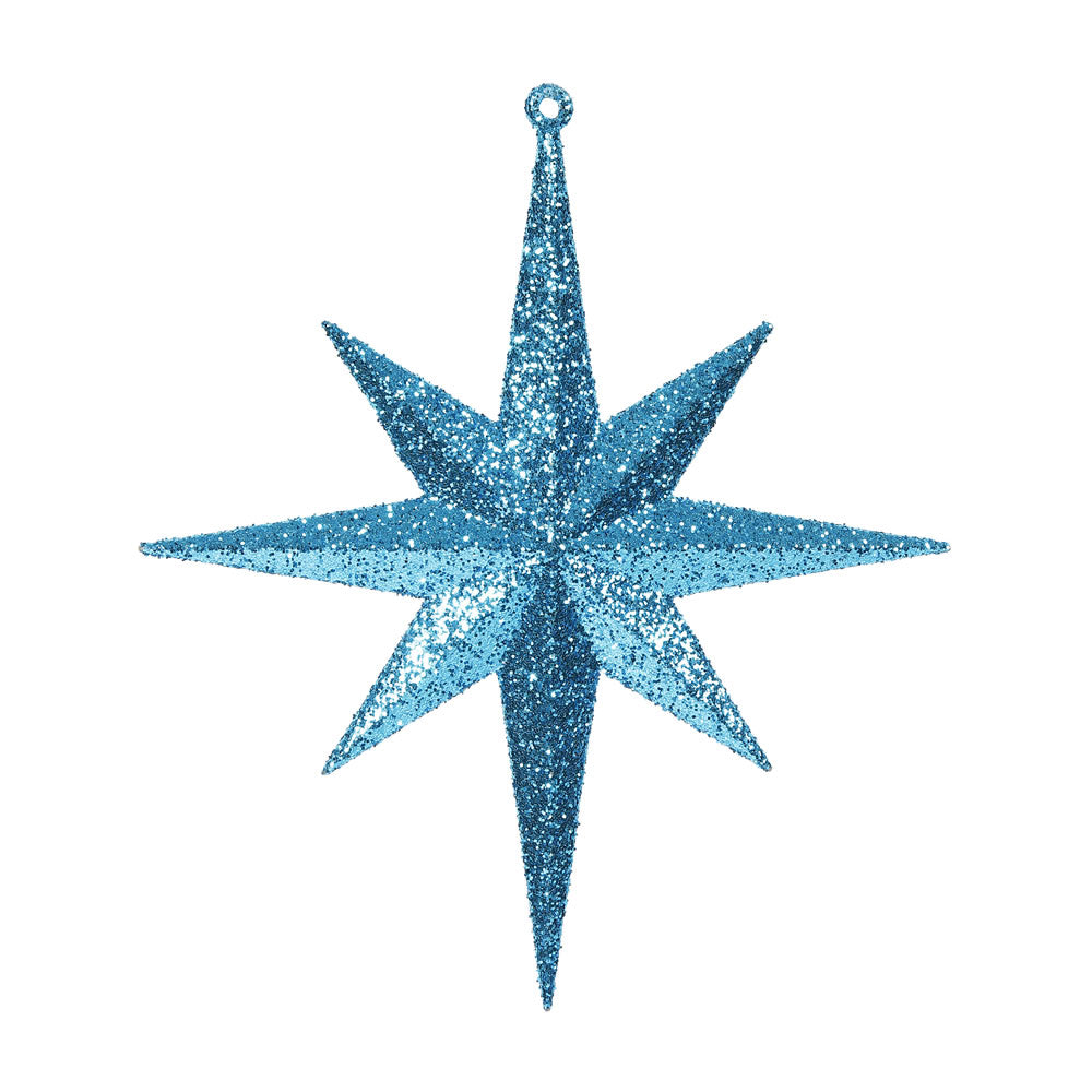 Vickerman 8" Turquoise Iridescent Glitter Bethlehem Star Christmas Ornament 4 per Box