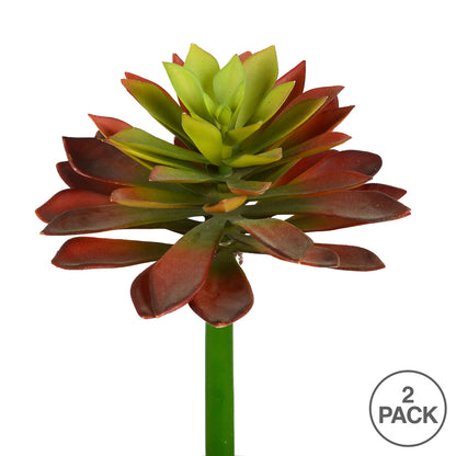 Vickerman 10" Artificial Red and Green Succulent Stem Pack of 2