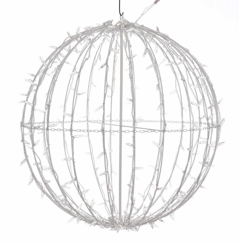 Vickerman 324Lt x 30" Fold Flat Red-Pure White-Blue Led Twinkle Jumbo Hanging Sphere.