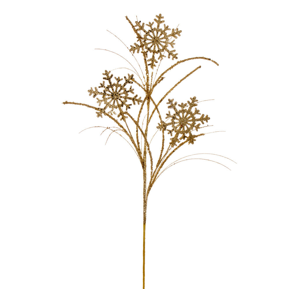 Vickerman 31" Gold Snowflake Glitter Spray 6 per bag.