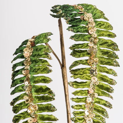 Vickerman 20" Green Fern Glitter Artificial Christmas Spray. Includes 3 sprays per pack.