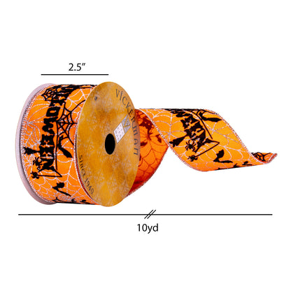 Vickerman 2.5" x 10 Yards Orange and Black Halloween Ribbon