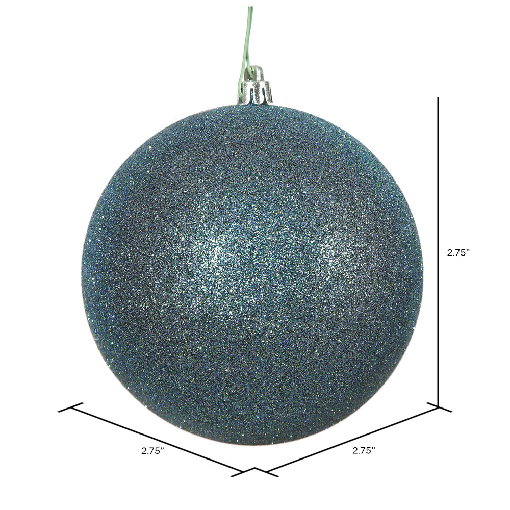 Vickerman 2.75" Sea Blue Glitter Ball Ornament 12 per Bag