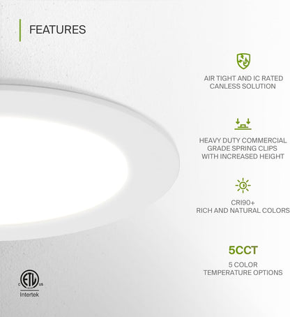 ASD Lighting LED Recessed Mini Panel Fire Rated Round 6inch 15W 120V Triac 2700/3000/3500/4000/5000K White ETL Energy Star