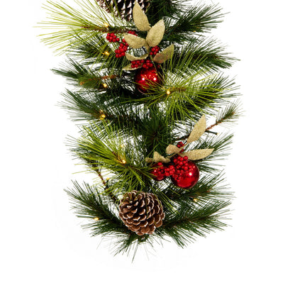 Vickerman 6' x 16" Artificial Christmas Garland Battery Operated Warm White Lights