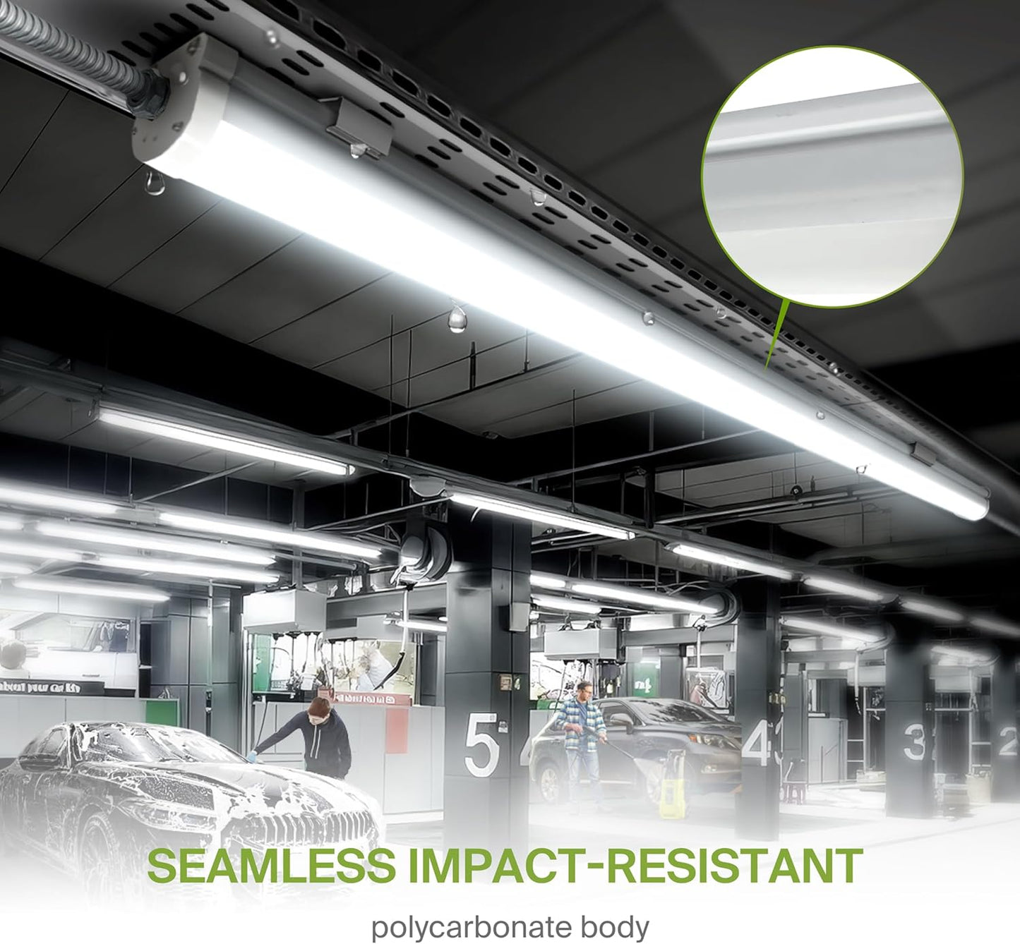 ASD Lighting LED Seamless Vapor Proof Fixture 8ft 64/96/120W 120-277V 0-10V Dimmable 125Lm/W 3500/4000/5000K White UL DLC Standard