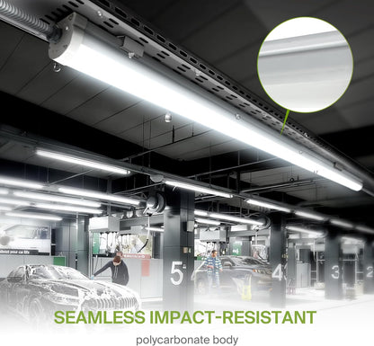 ASD Lighting LED Seamless Vapor Proof Fixture 8ft 64/96/120W 120-277V 0-10V Dimmable 125Lm/W 3500/4000/5000K White UL DLC Standard