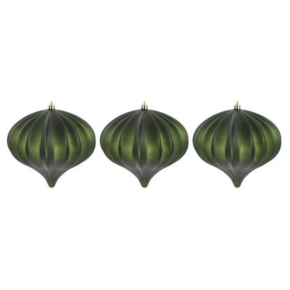 Vickerman 5.7" Moss Green Matte Onion Christmas Ornament UV treated Set of 3