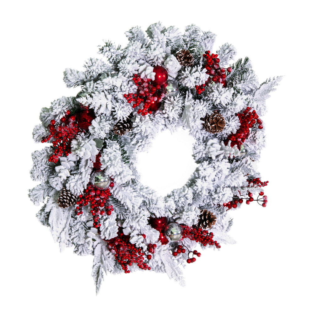 Vickerman 30" Flocked Artificial Christmas Wreath Unlit
