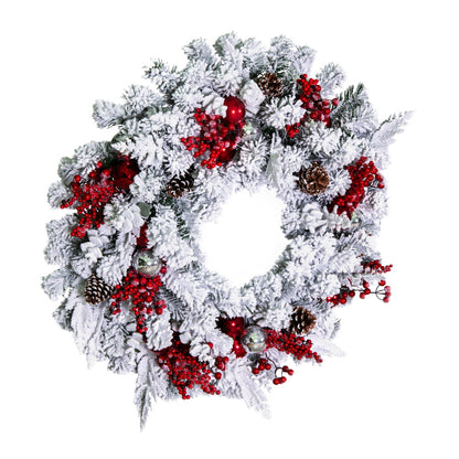 Vickerman 30" Flocked Artificial Christmas Wreath Unlit