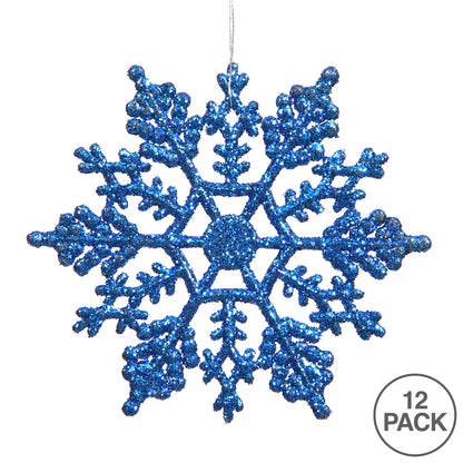 Vickerman 6.25" Blue Glitter Snowflake Christmas Ornament 12 per Box