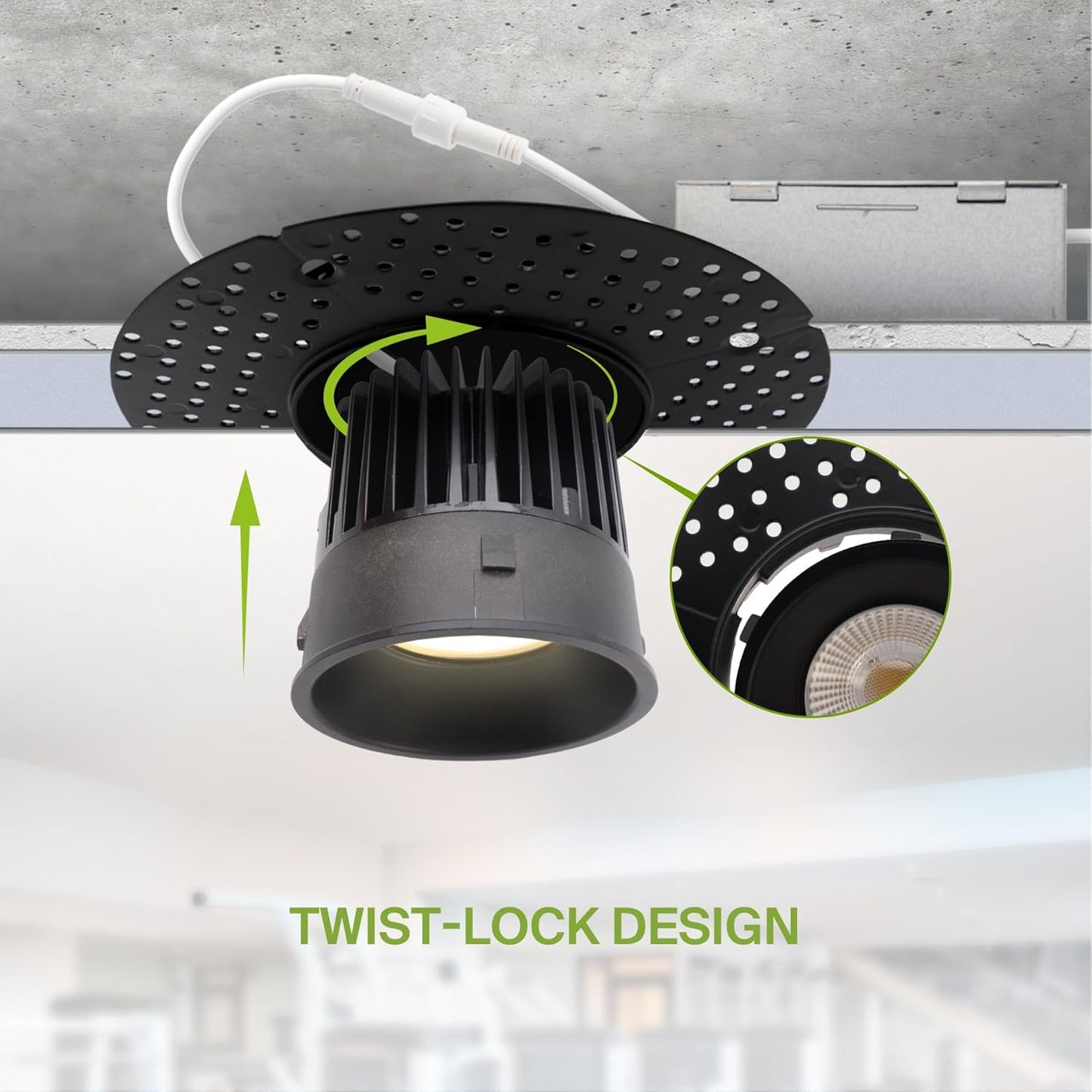 ASD Lighting LED Trimless Downlight Round 4inch 15W 120V Triac 2700/3000/3500/4000/5000K Black ETL Energy Star