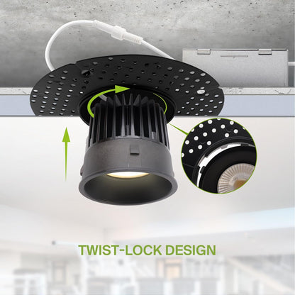ASD Lighting LED Trimless Downlight Round 4inch 15W 120V Triac 2700/3000/3500/4000/5000K Black ETL Energy Star