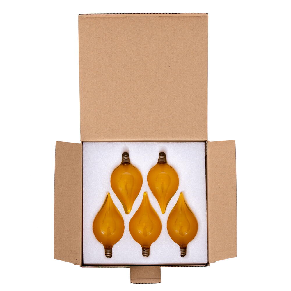 Vickerman 5 Amber LED G45 Glass Flame Tip Replacement Bulbs.