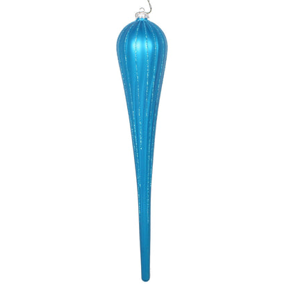 Vickerman 15.75" Turquoise Matte Glitter Drop Christmas Ornament Pack of 2