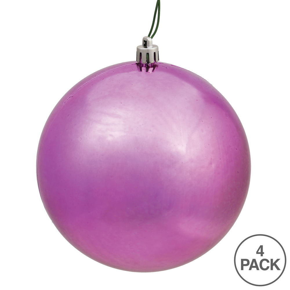 Vickerman 6" Mauve Shiny Ball Ornament 4 per Bag
